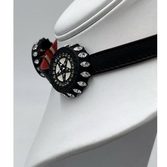 Ermanno SCERVINO French Designer‎ Black Leather Chain Caps Goth Choker Necklace - Picture 7 of 11